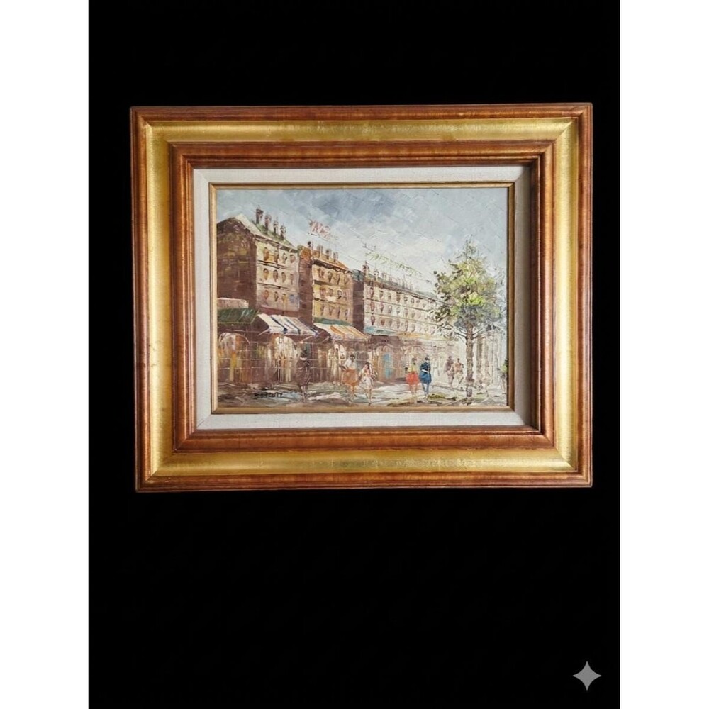 Vintage Burnett Paris Oil Painting Mid Century Framed 24x20